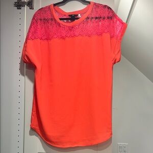 Women's neon Pink Lace Top